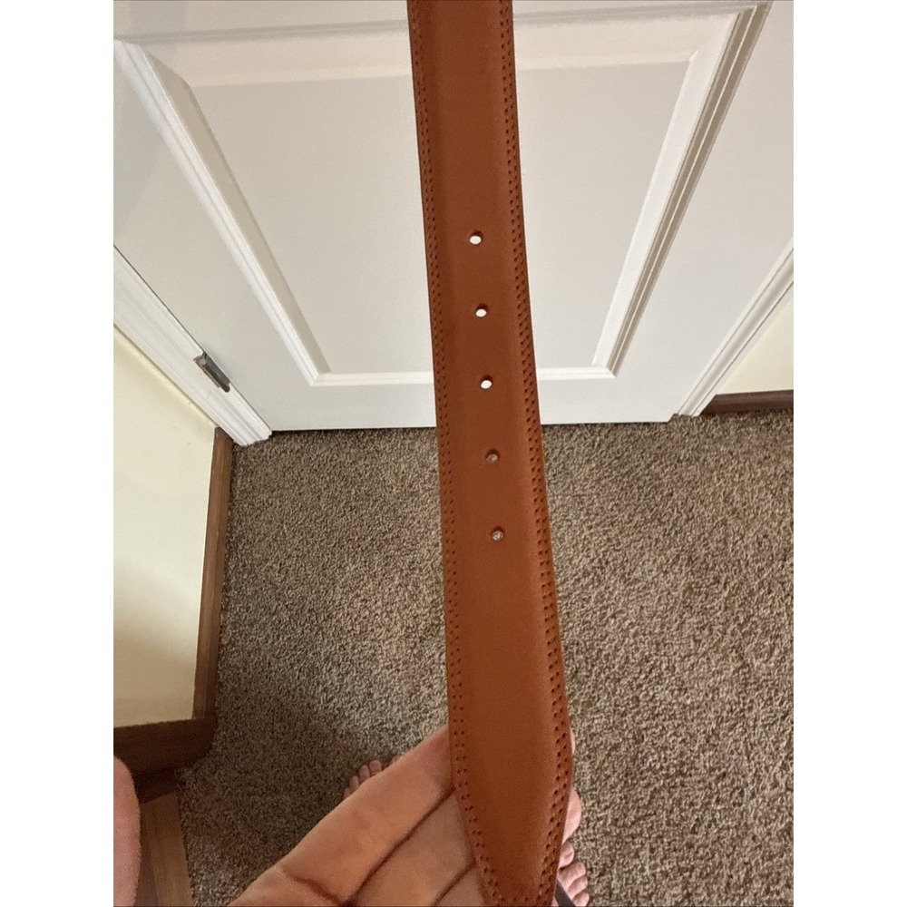 Bosca Brown Genuine Italian Leather Belt Size 44 Full Grain Hand Stained New - Picture 3 of 12